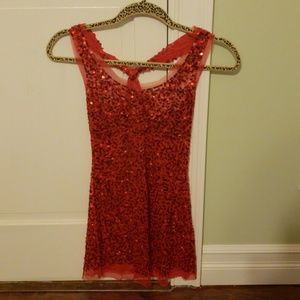 Sheer red sequins tank